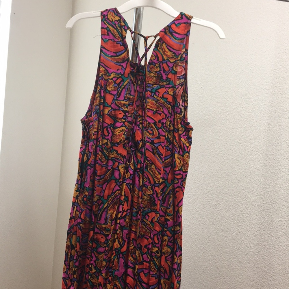 90s Dress Vibrant Floral Lace Up Back